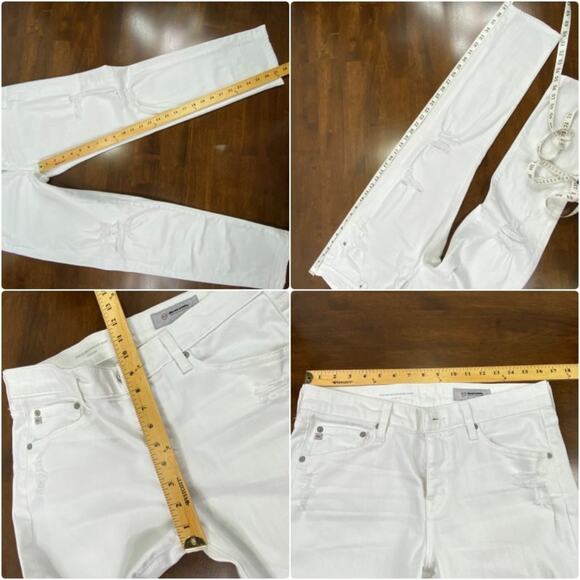 Adriano Goldschmied Ex-Boyfriend Distressed Slouchy Denim Jeans Size 28R White - Picture 9 of 12